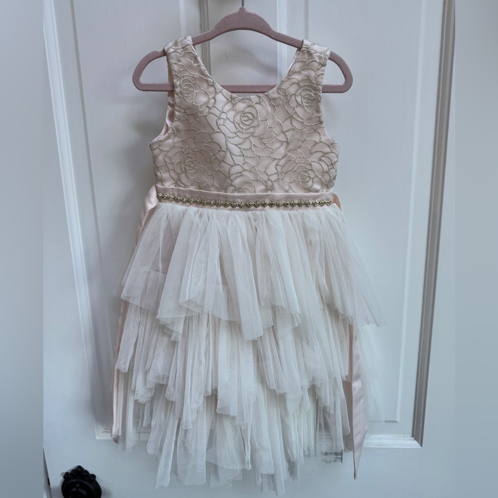NWOT American Princess 3T Pink & White Girls Formal Floral Party Dress - Picture 1 of 5